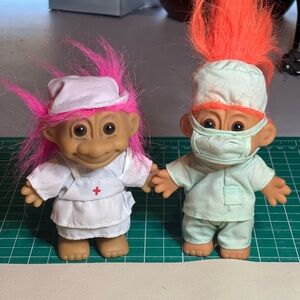 Vintage Troll Dolls in Nurse and Doctor Outfits